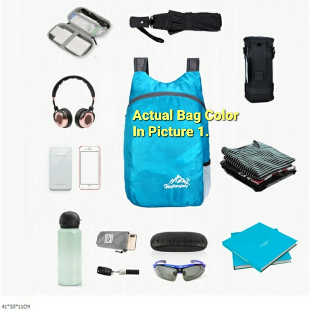 New Green Foldable Backpack & Storage Pouch - Picture 8 of 8
